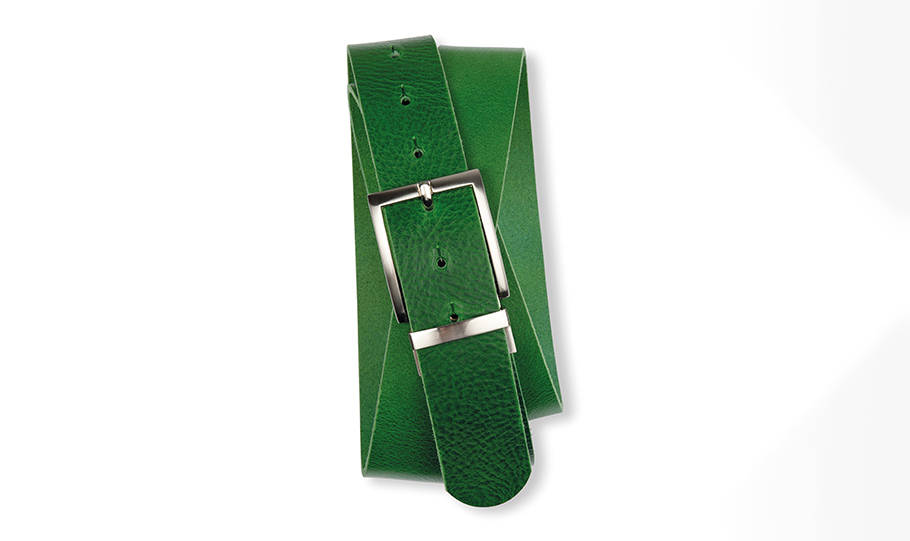 Full-grain leather for belts and leather goods - green belt