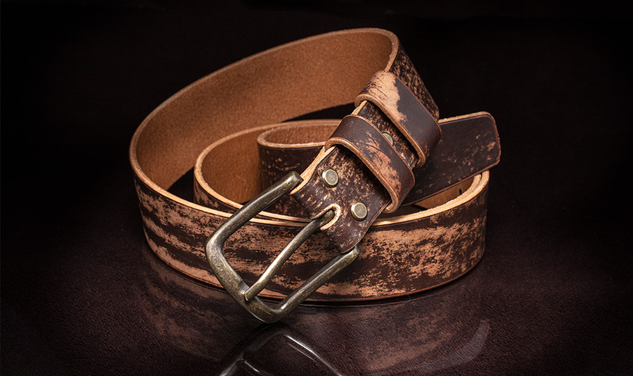 Split leather for belts and leather goods